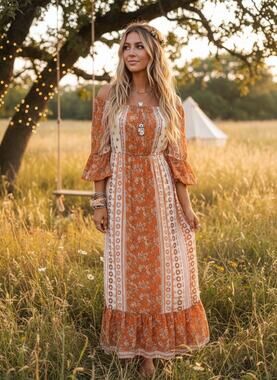 Lapogee Boho Rayon Maxi Dress – Size Small